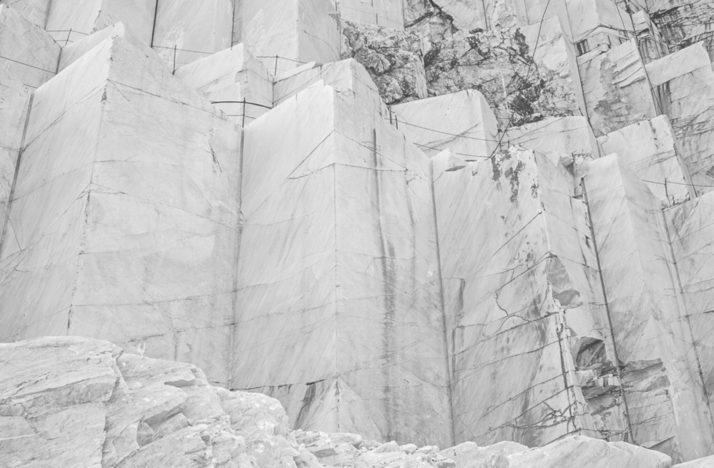 White stone quarry blocks representing stone origin